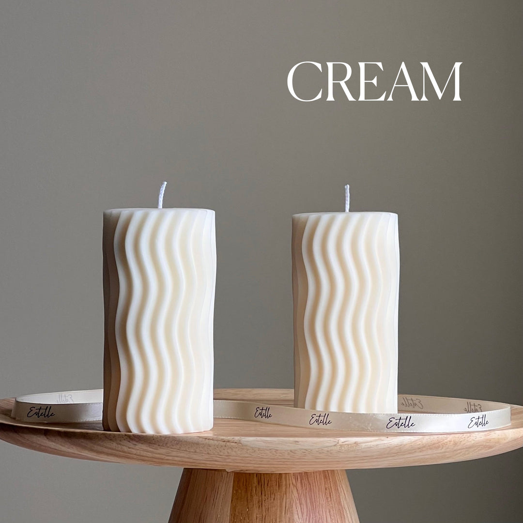 Ribbed Wave Pillar Candle-2