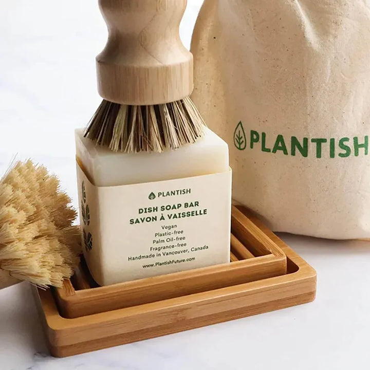 Natural Wooden Dish Soap Set - Hand Brush Kit